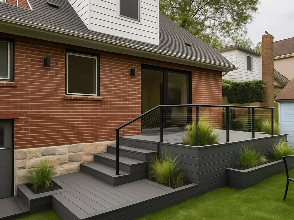 The same backyard rendered by Renovizzion with a finished composite deck