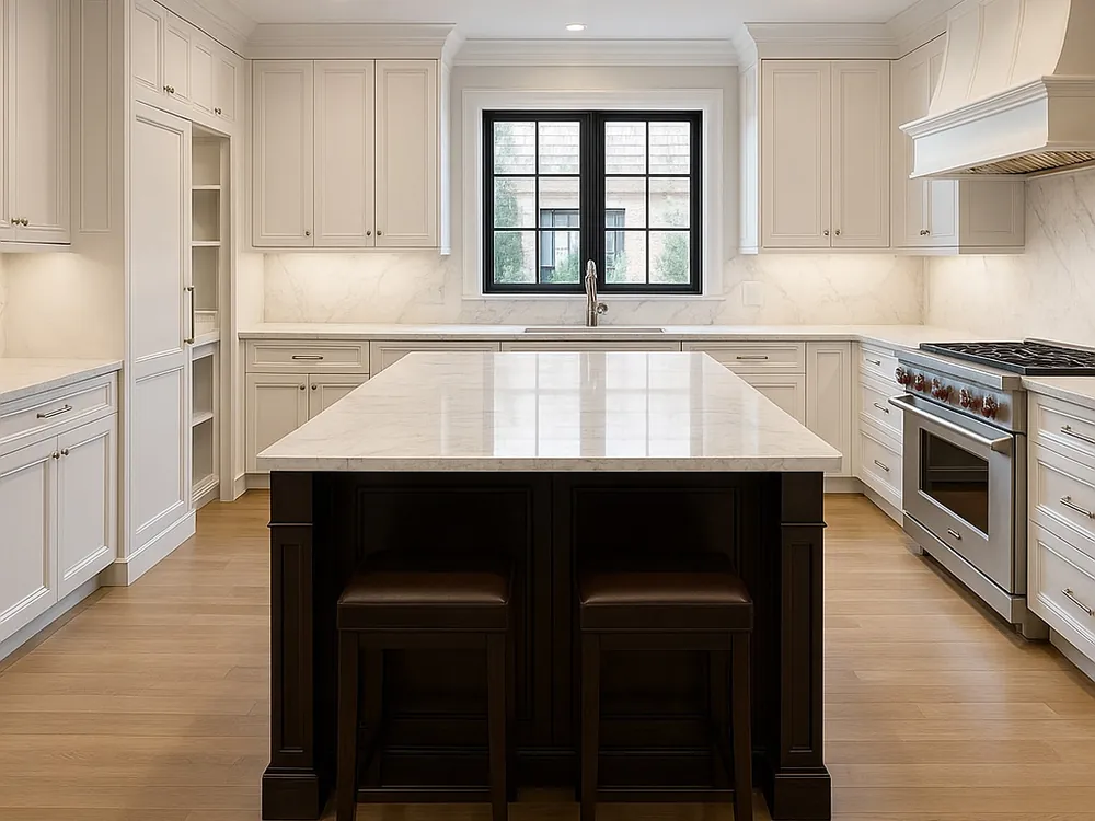 The same kitchen rendered by Renovizzion with new cabinets and countertops